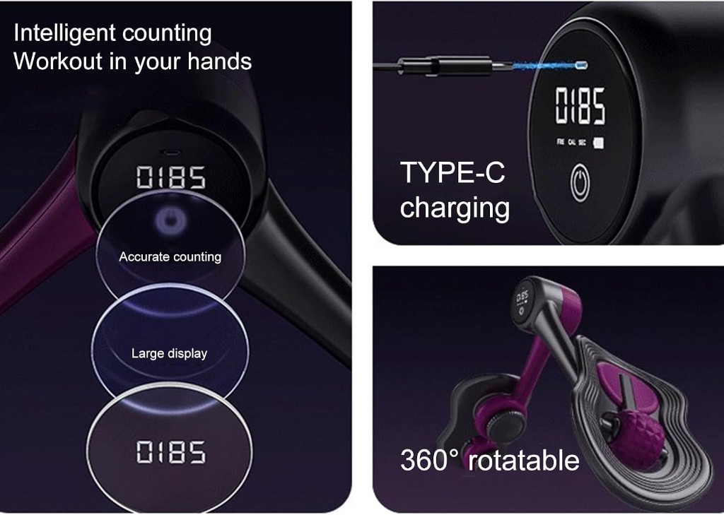 Display, ricarica USB-C e nodo a 360 gradi evidenziati sull'attrezzo